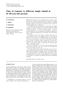 Time of response to different simple stimuli in 45–90-year