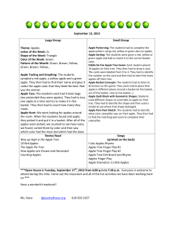 September 13, 2013 Large Group Theme: Apples Letter of the Week