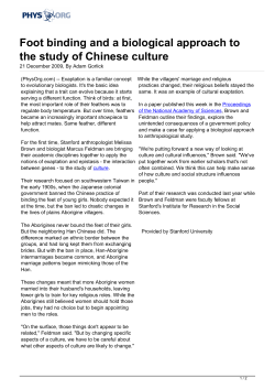 Foot binding and a biological approach to the study of