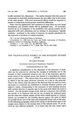 THE VALENCE-STATE ENERGY OF THE BIVALENT OXYGEN