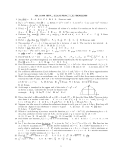 MA 16100 FINAL EXAM PRACTICE PROBLEMS 1. lim x2&minus;x= A. &minus;1
