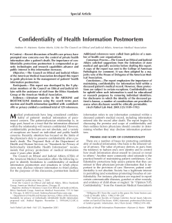 Confidentiality of Health Information Postmortem