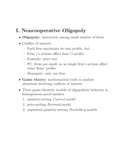 I. Noncooperative Oligopoly