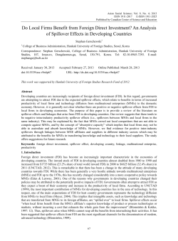 Do Local Firms Benefit from Foreign Direct Investment? An
