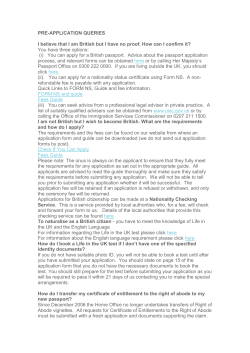 FAQS regarding application for British Citizenship