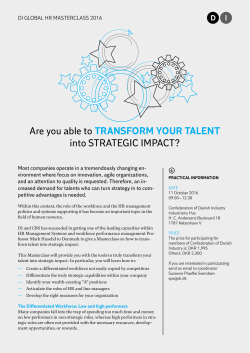 Are you able to TRANSFORM YOUR TALENT into STRATEGIC