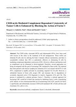 CD20 mAb-Mediated Complement Dependent Cytotoxicity of Tumor