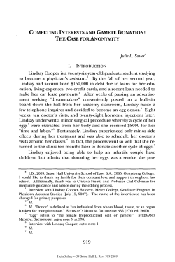 COMPETING INTERESTS AND GAMETE DONATION