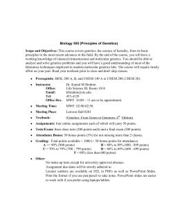 Biology 305 (Principles of Genetics) - Zoology | SIU