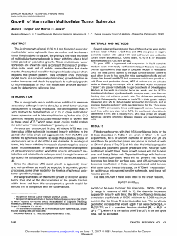 Growth of Mammalian Multicellular Tumor