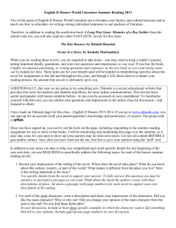 English II Honors World Literature Summer Reading 2011