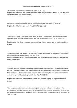 Quotes from The Giver, chapters 10 &ndash; 15