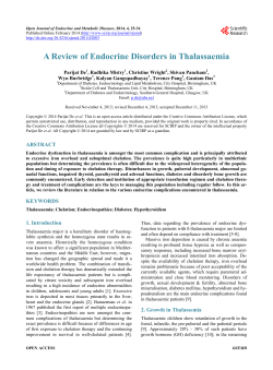 A Review of Endocrine Disorders in Thalassaemia