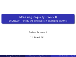 Measuring inequality ` Week 8