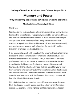 Memory and Power - Society of American Archivists