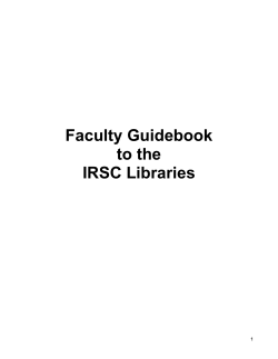 Faculty Guidebook to the IRSC Libraries