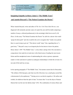 and Anatole Broyard`s &ldquo;The Patient Examines the Doctor&rdquo;