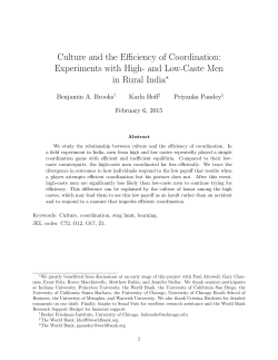 Culture and the Efficiency of Coordination: Experiments with High