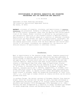 Hypovirulence in Endothia Parasitica and Suggested Procedures for