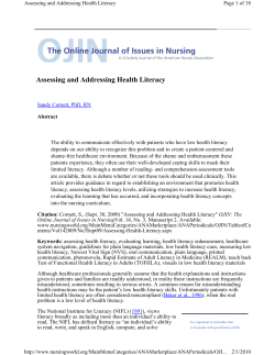 Assessing and Addressing Health Literacy