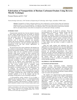 Fabrication of Nanoparticles of Barium Carbonate/Oxalate