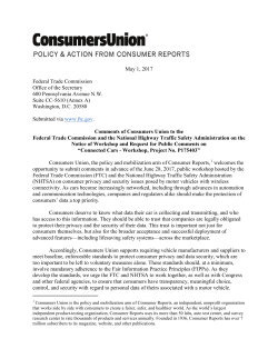 May 1, 2017 Federal Trade Commission Office