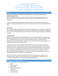 AMERICAN GALVANO, INC. ELECTROFORMING SERVICES