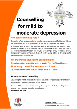 Counselling for mild to moderate depression