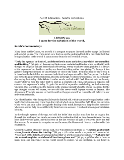 ACIM Edmonton - Sarah`s Reflections