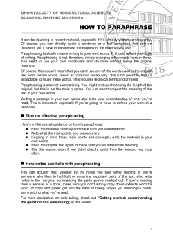 HOW TO PARAPHRASE