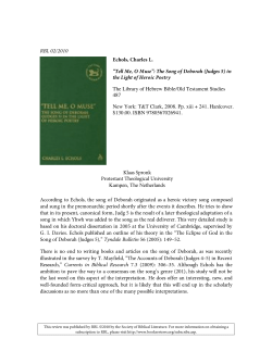 RBL 02/2010 Echols, Charles L. &ldquo;Tell Me, O Muse&rdquo;: The Song of