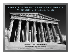 Regents of the University of California vs. Bakke 438 U.S. 265