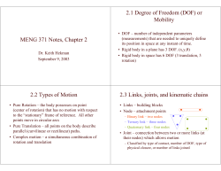 MENG 371 Notes, Chapter 2 2.1 Degree of Freedom (DOF) or