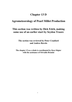 Chapter 13 D Agrometeorology of Pearl Millet Production