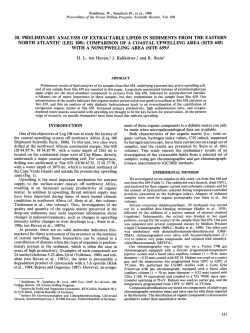 20. Preliminary Analysis of Extractable Lipids in Sediments from the