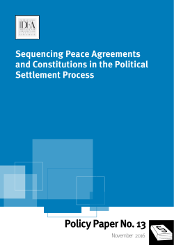 Sequencing Peace Agreements and Constitutions in the Political