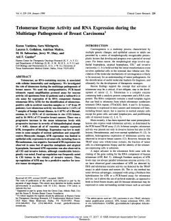 Telomerase Enzyme Activity and RNA Expression during the