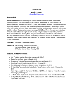 1 Curriculum Vitae MICH&Egrave;LE LAMONT
