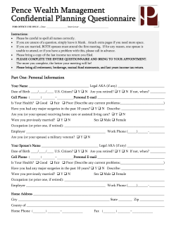 Confidential Data Questionnaire