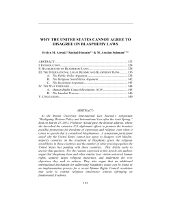 Why the United States Cannot Agree to Disagree on Blasphemy Laws