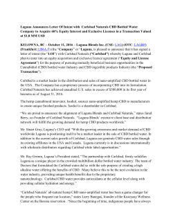Laguna Announces Letter Of Intent with Carlsbad Naturals