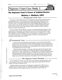 The Supreme Court`s Power of Judicial Review Marbury V. Madison