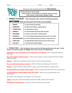 Energy Sources, Fossil