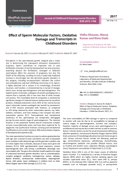 Effect of Sperm Molecular Factors, Oxidative Damage and