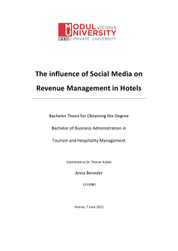 The influence of Social Media on Revenue Management in Hotels