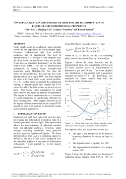 On Depolarization Lidar-Based Method for The Determination of