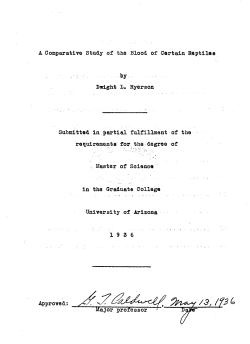 A Comparative Study of the Blood of Certain Reptiles r &bull; hy
