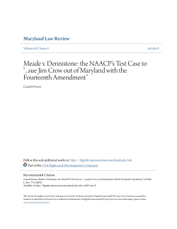 Meade v. Dennistone: the NAACP`s Test Case to "...sue Jim Crow