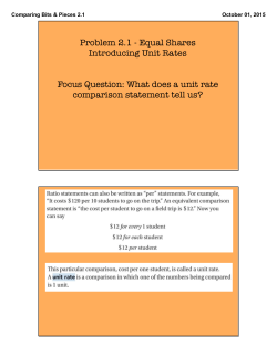 Problem 2.1 - Equal Shares Introducing Unit Rates Focus Question