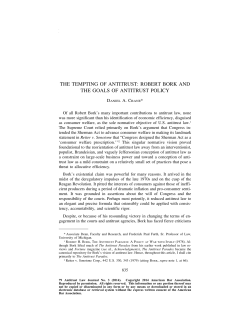 the tempting of antitrust: robert bork and the goals of antitrust policy